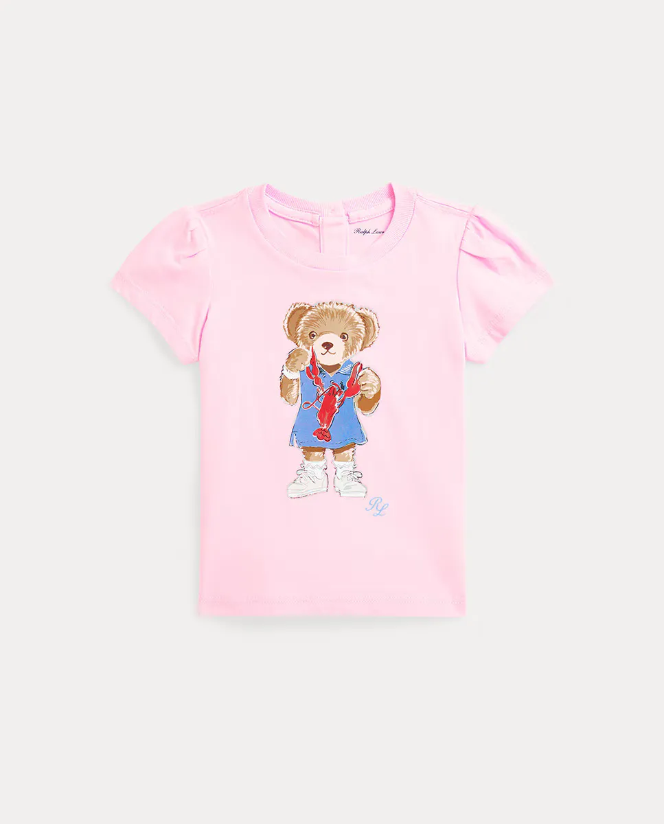 

Футболка из хлопка для девочки с изображением медведя Поло Polo Ralph Lauren, цвет Rosa claro