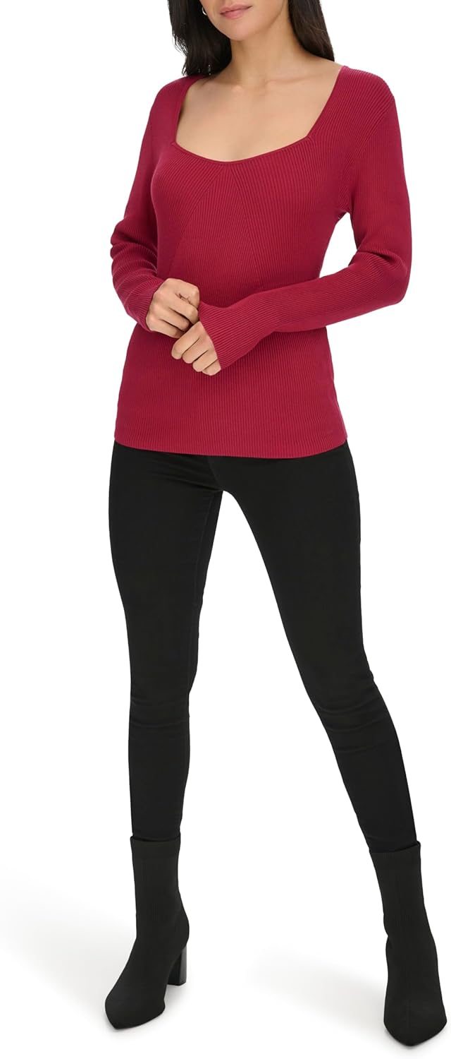 

Женский свитер Calvin Klein с квадратным вырезом и длинными рукавами, Persimmon