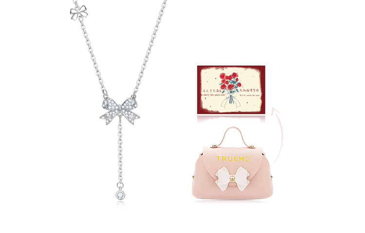 

Цирконовое ожерелье для женщин TRUE ME, Bowknot Fringe Necklace[Alloy]+Sweet Box