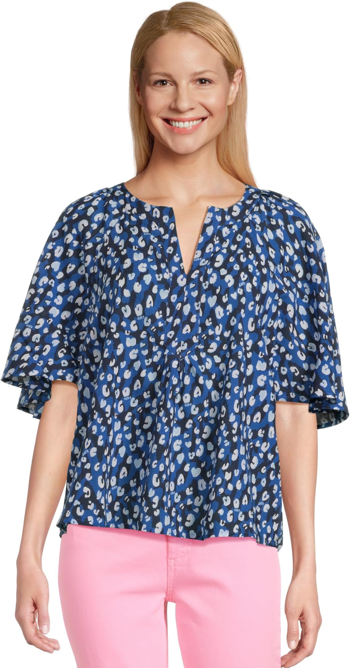 

Топ Lilly Pulitzer Wilmer Short Sleeve Top, цвет Starlight Navy Youre An Animal