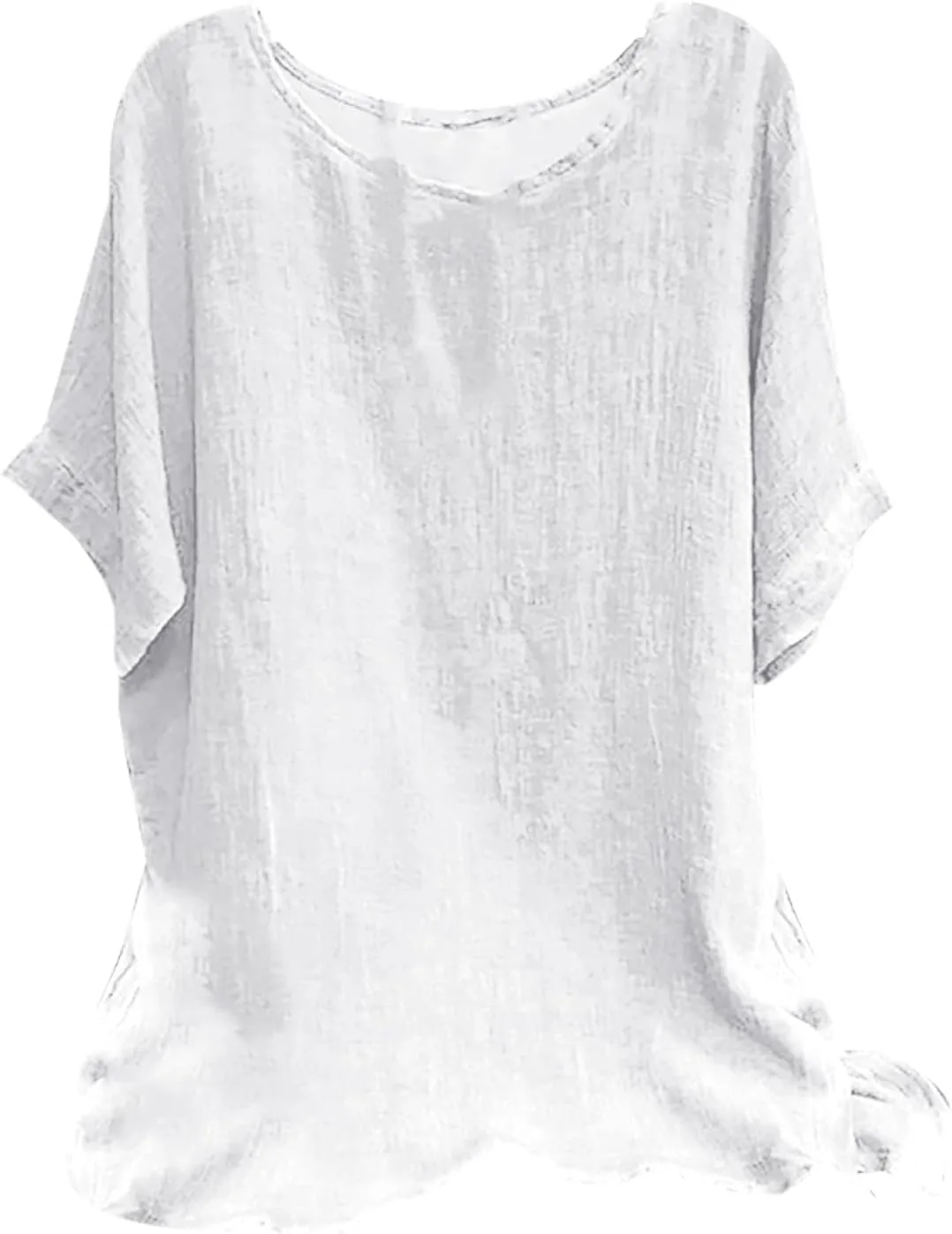 

Льняная рубашка для женщин с коротким рукавом и круглым вырезом