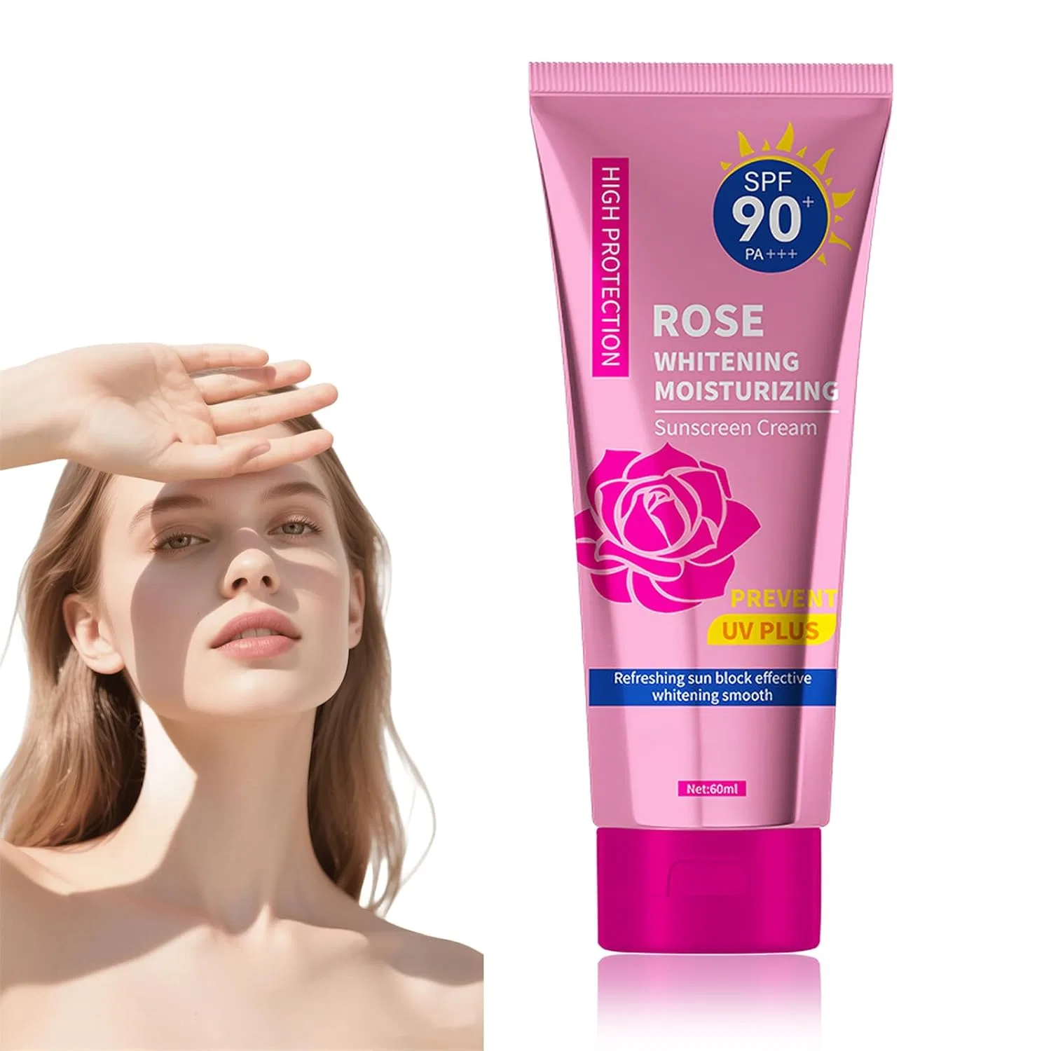 Солнцезащитный крем для лица SPF 90+ с розой Qcgniui