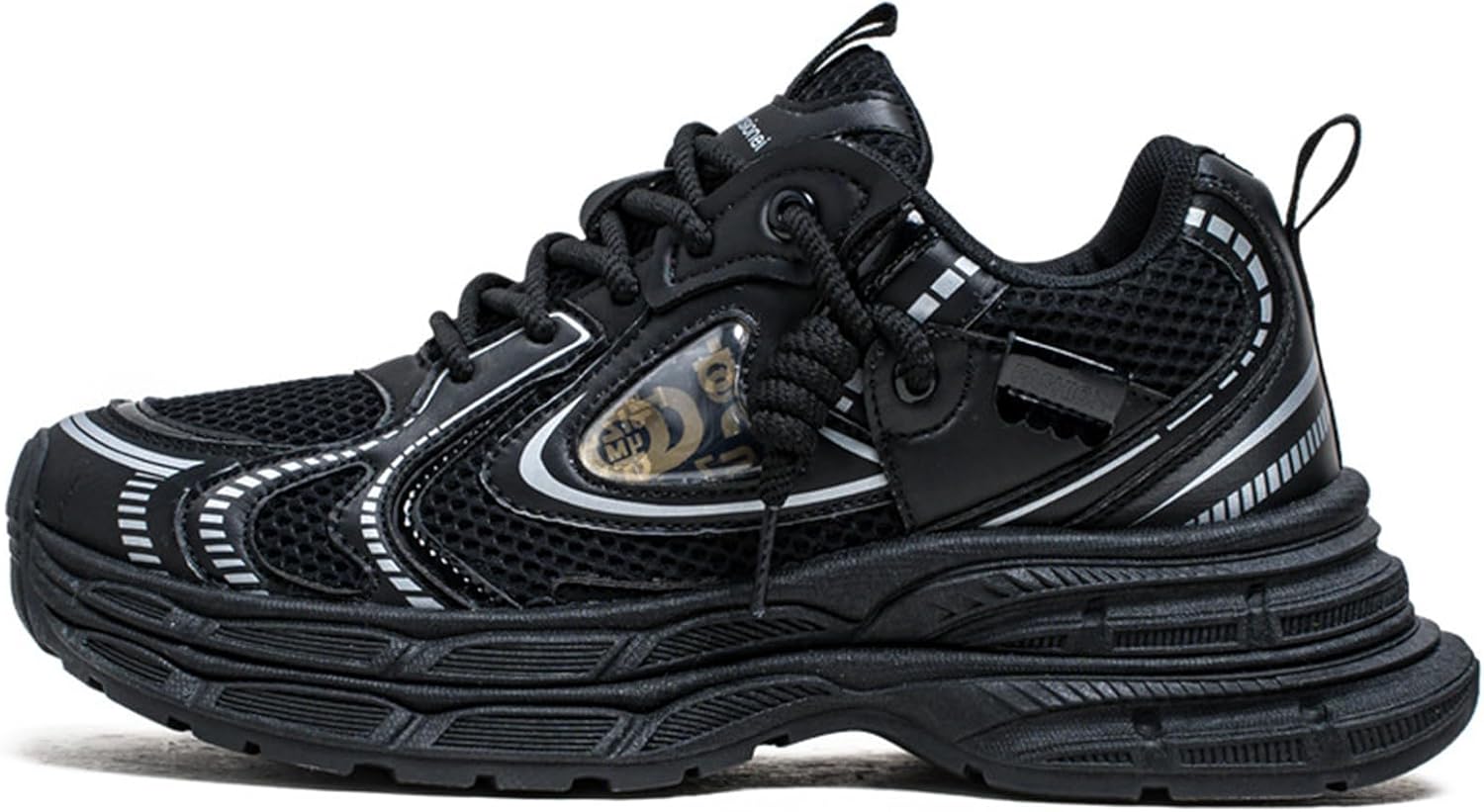 

Повседневные прогулочные мужские кроссовки модные массивные сандалии на платформе, шнурованные, стиль «папа», для работы, тренировок и повседневной носки Netehadi, черный