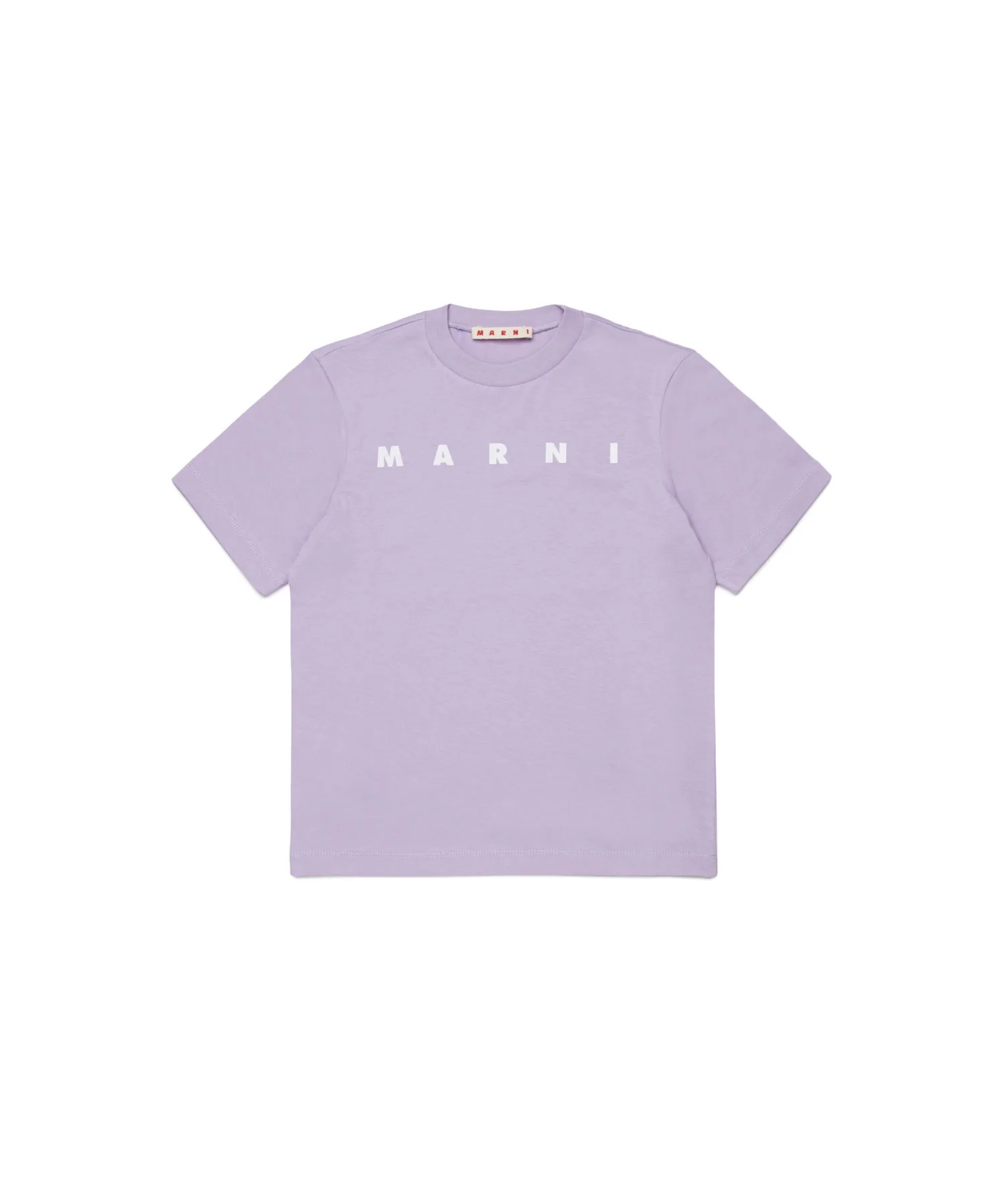 Детская футболка MARNI с логотипом светло-фиолетового цвета