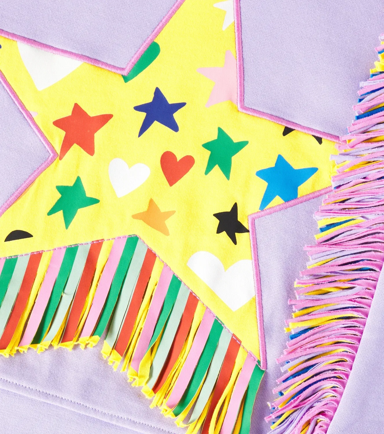 Свитшот хлопковый с бахромой Stella Mccartney Kids, фиолетовый — фото 2
