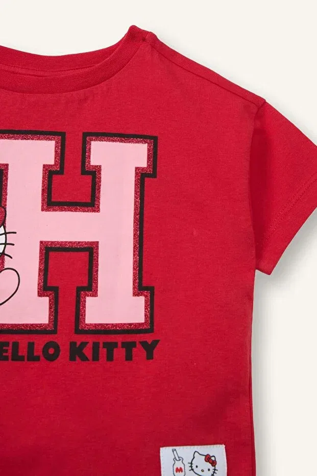 Детская футболка для девочек хлопковая Hello Kitty Defacto, Red-Rd117 — фото 2