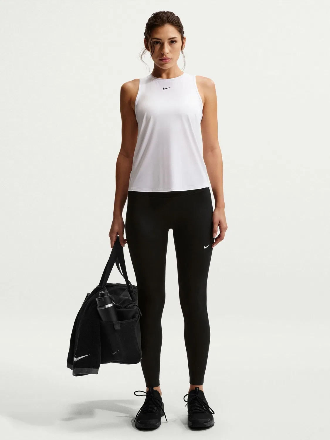 Леггинсы для фитнеса Nike One, высокая талия, 7/8, черный