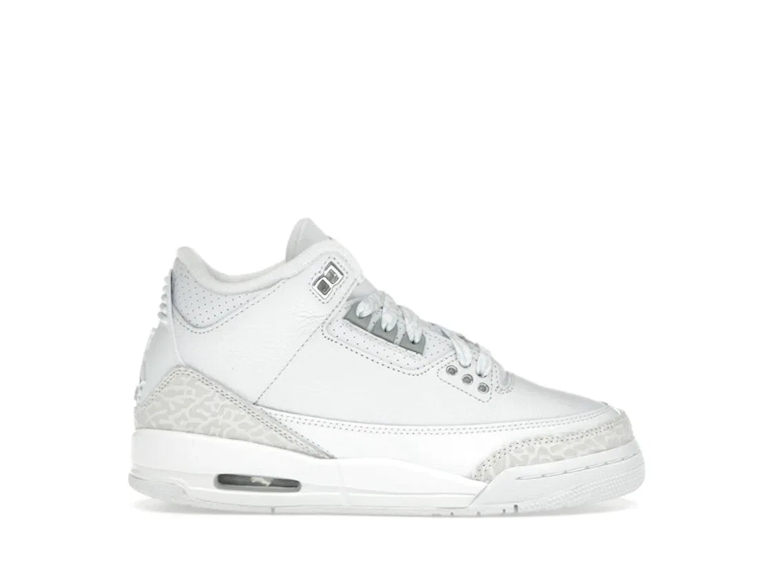 Детские кроссовки с сетчатым верхом Jordan 3 Retro, White/White/Metallic Silver