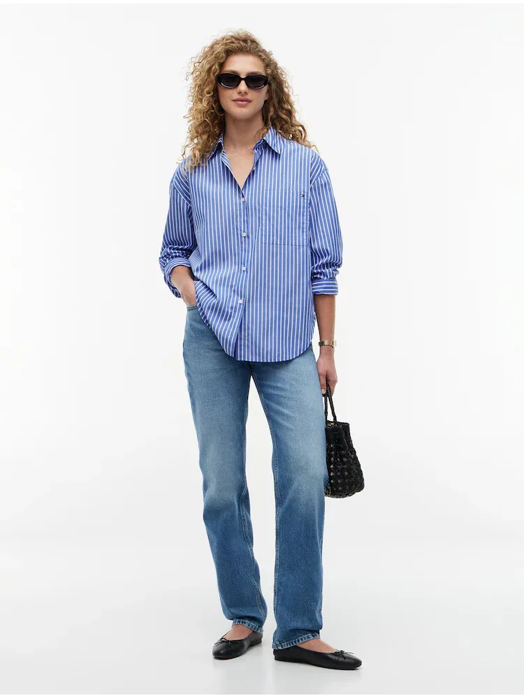 Рубашка с длинным рукавом, полосатая, Poplin TOMMY HILFIGER, Royal Blue — фото 2