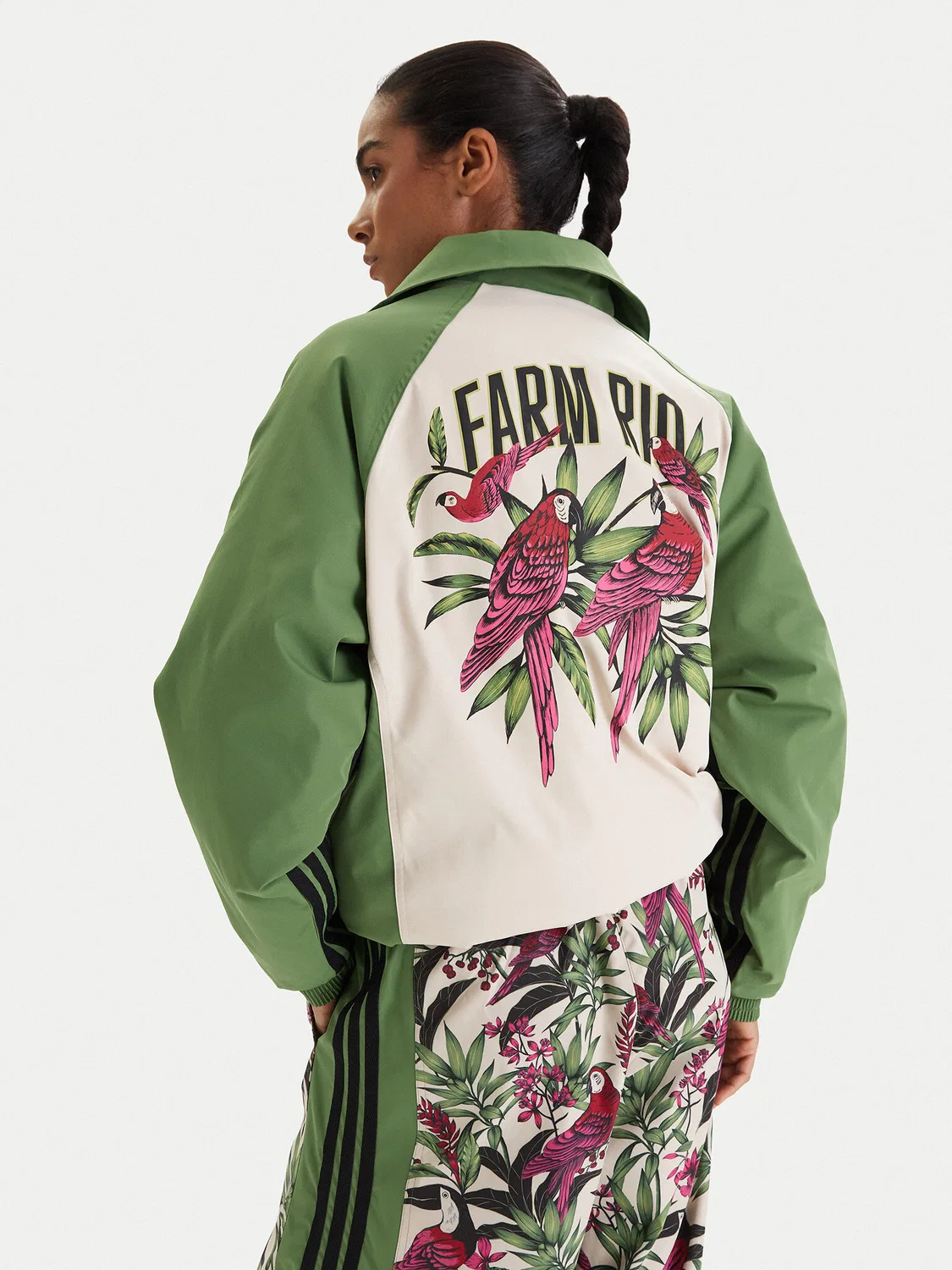Женский свитшот оверсайз Farm Rio Premium Adidas, зеленый