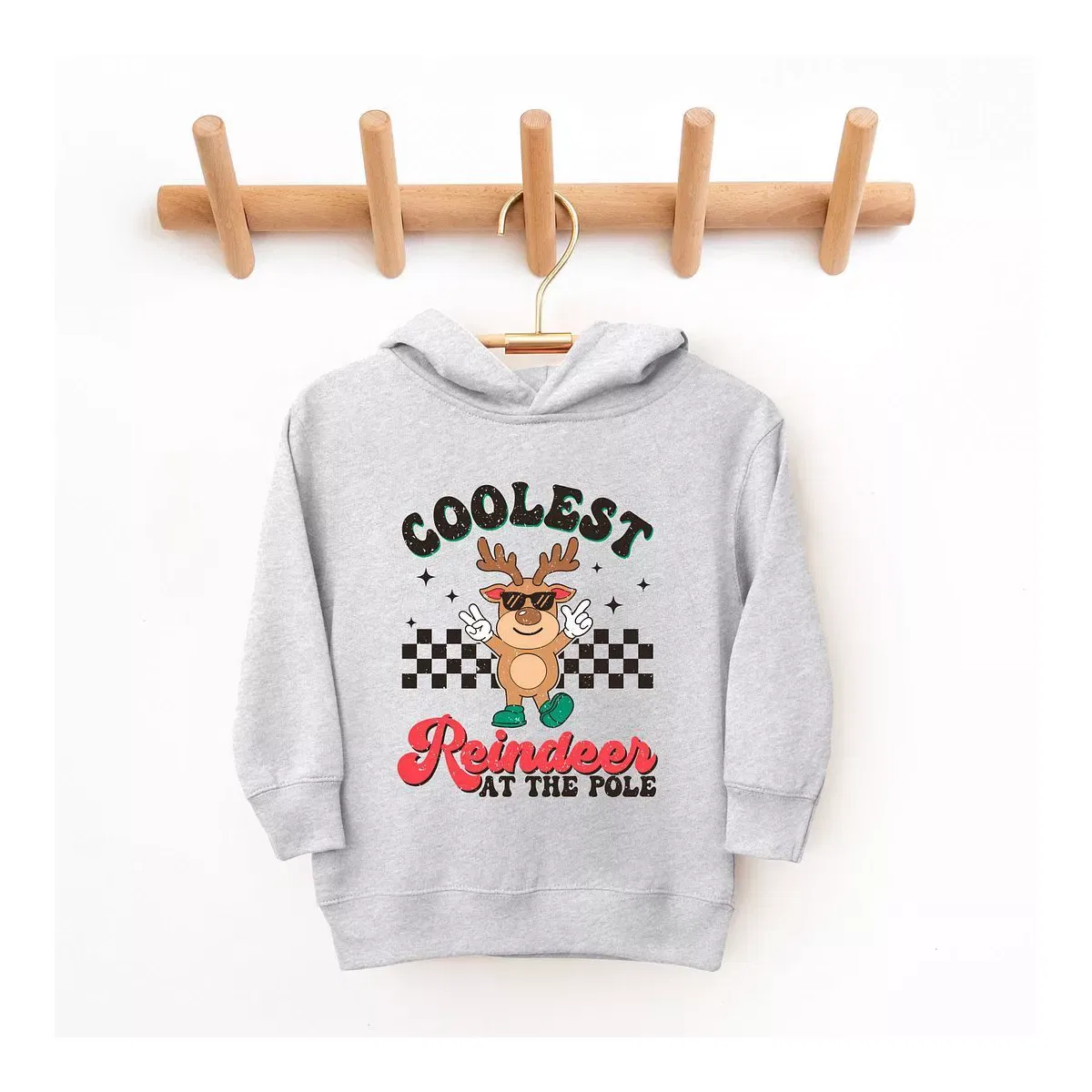 Детский свитшот с принтом Coolest Reindeer At The Pole The Juniper Shop, Heather Grey