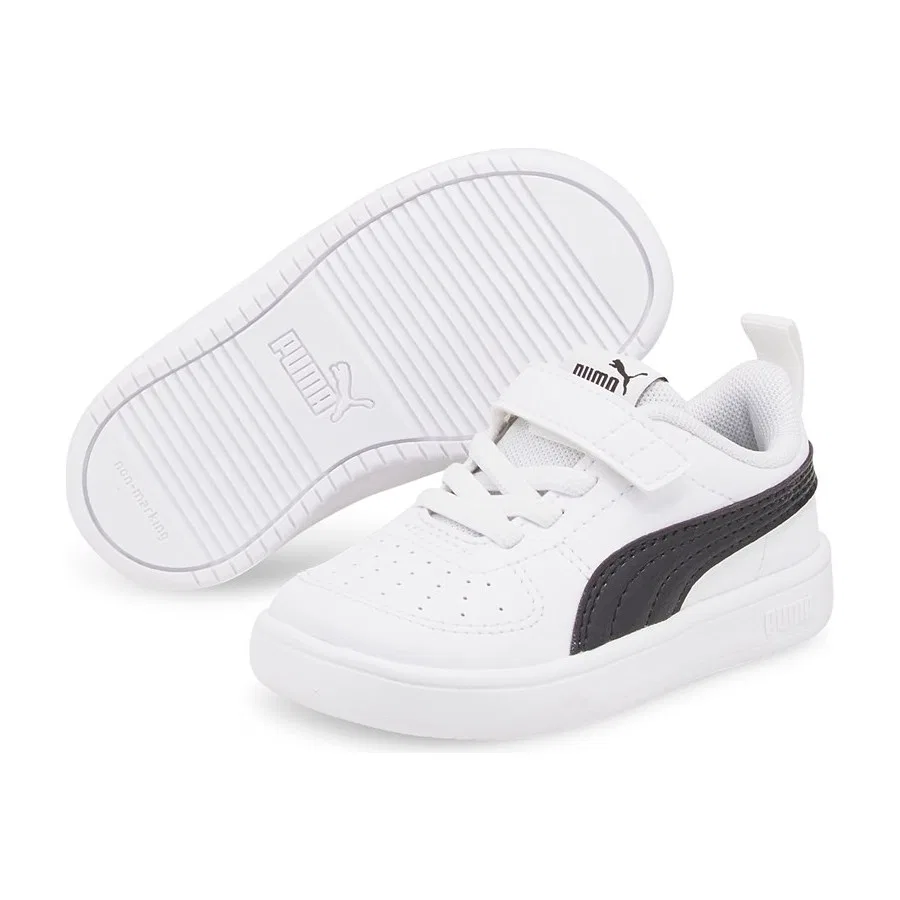 Кроссовки детские с эластичной шнуровкой Rickie Ac+ inf Puma, Бело-черный