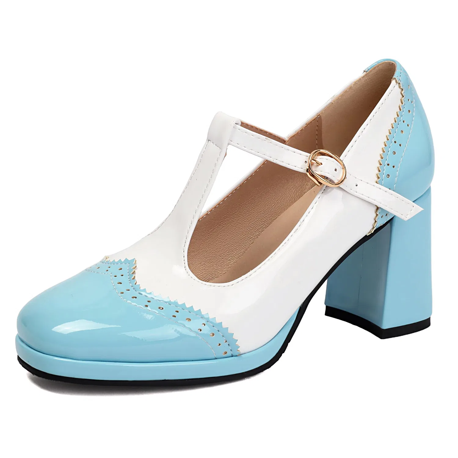 Детские туфли для девочек на платформе Mary Jane Ragazze Lolita Chunky Scarpe LarDorLin, Light Blu 1