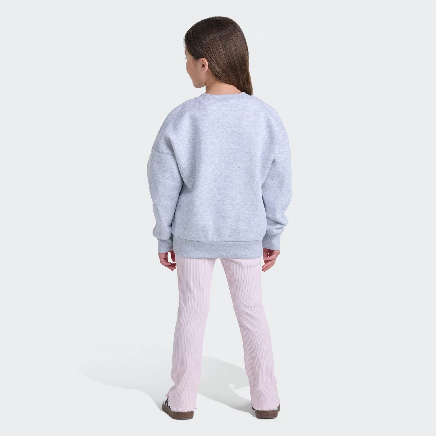 Детский комплект из 2 предметов с длинным рукавом, пуловер и брюки клеш, Adidas Sportswear, серый меланж — фото 2