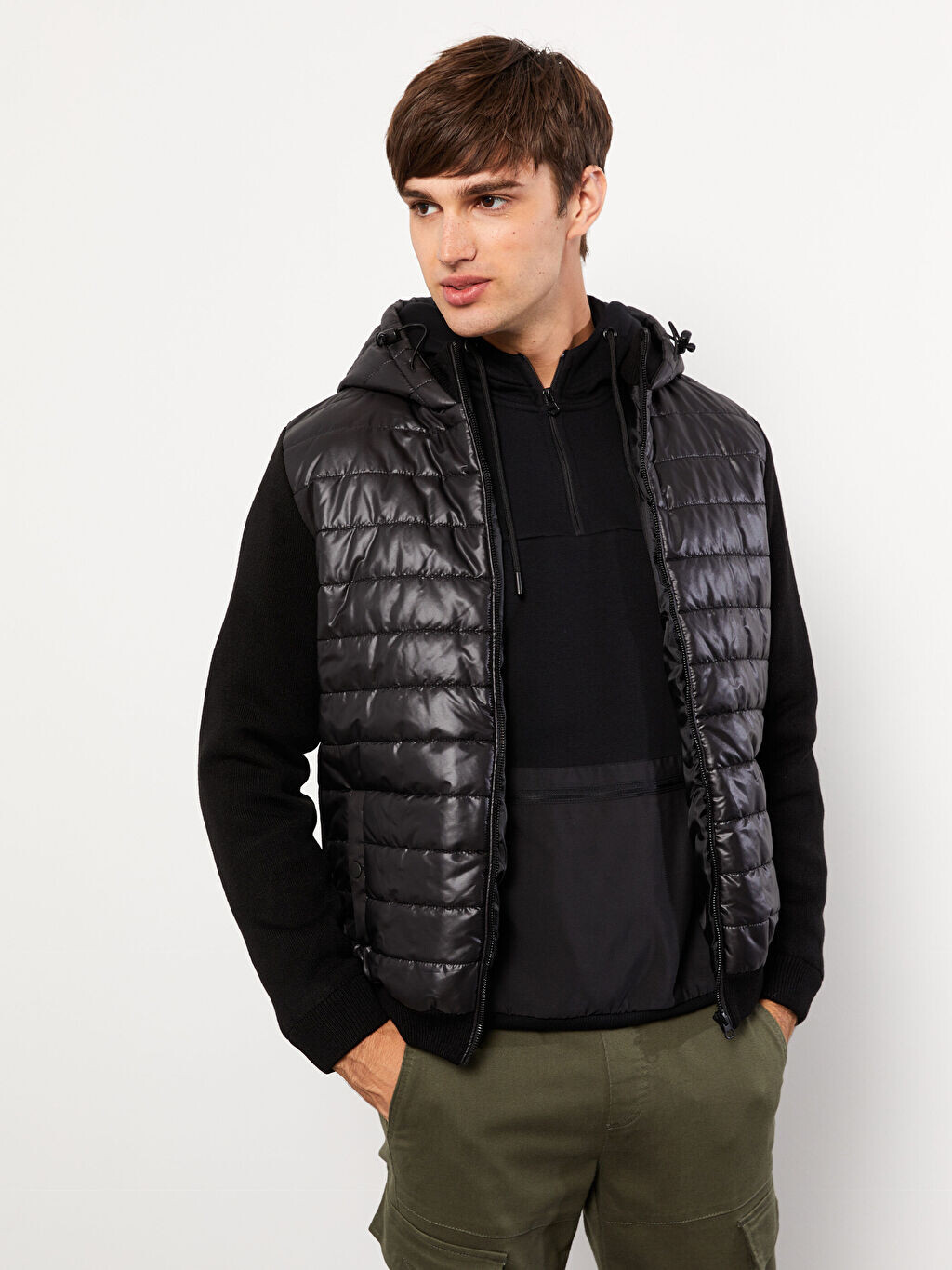 

Мужское трикотажное пальто Slim Fit с капюшоном LCW Casual, Черный, Мужское трикотажное пальто Slim Fit с капюшоном LCW Casual