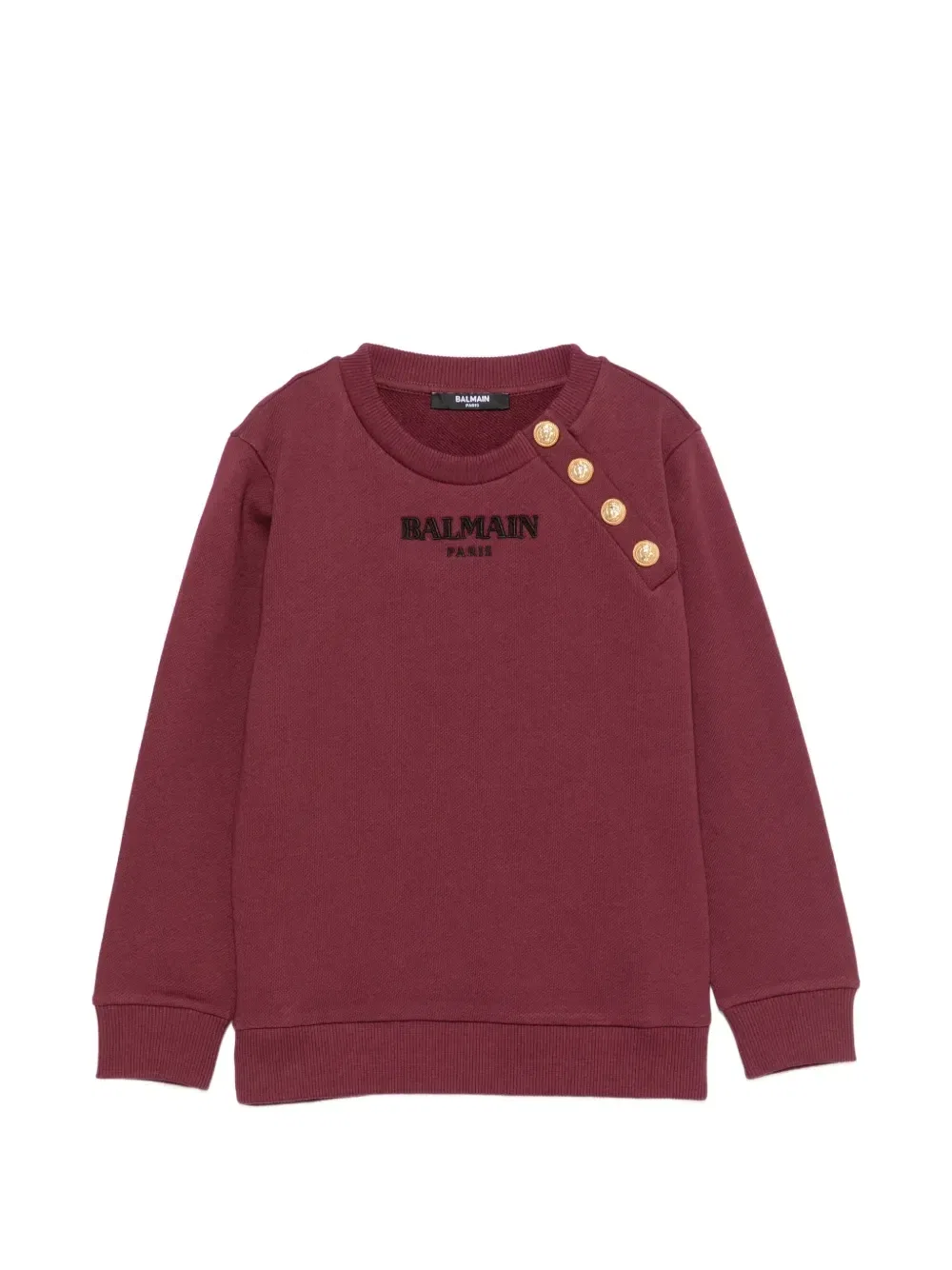 Свитшот с вышивкой логипа и пуговицами Balmain Kids, красный