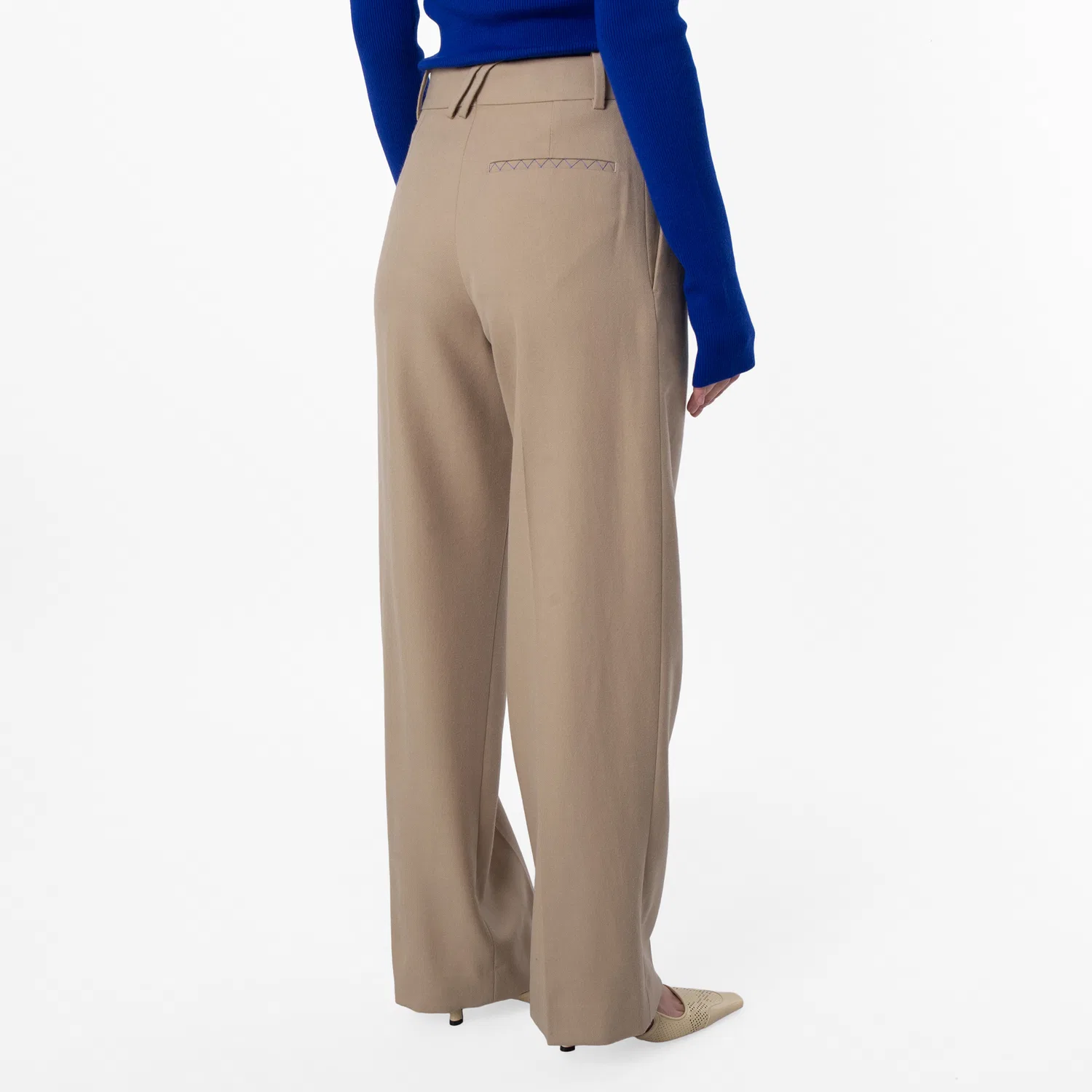 Брюки шерстяные широкие Tailored Wool Wide-Leg Trousers Burberry, Flax — фото 3