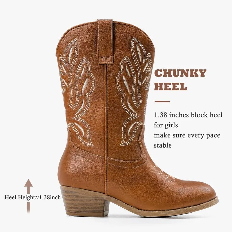 Детские сапоги для девочек с принтом Cowgirl Boots LAURMOSA, Reddish Brown — фото 4