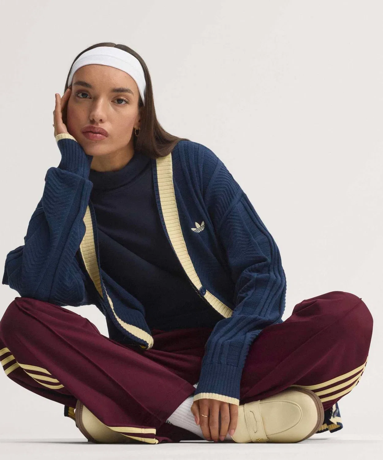 Женский кардиган свободного кроя с V-образным вырезом Adidas Originals, Blue — фото 4