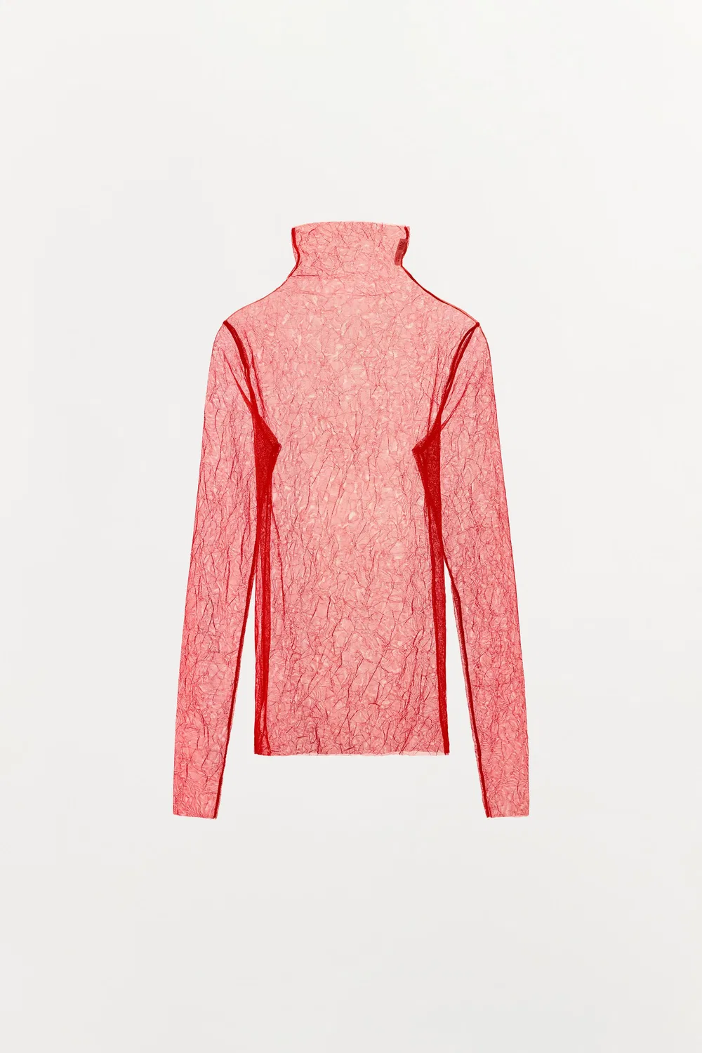 Полупрозрачная футболка с эффектом мятой ткани ZARA, Red — фото 3