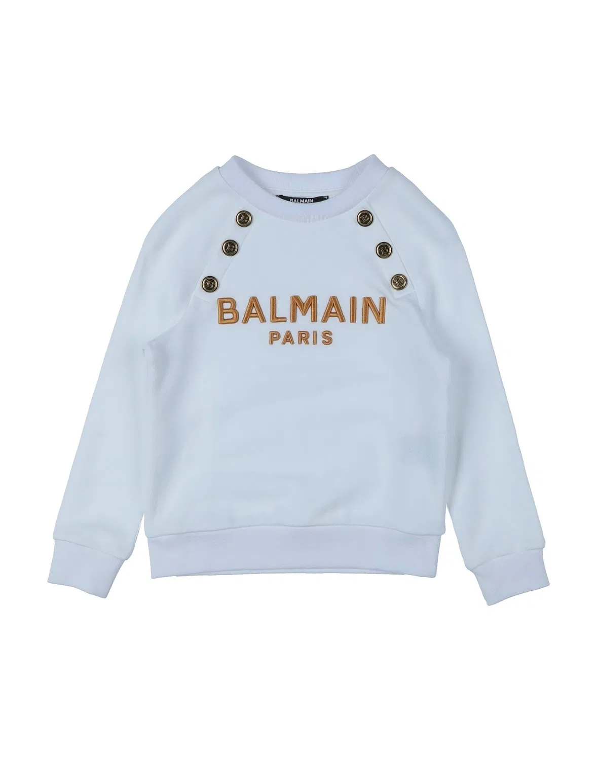 Свитшот из французского терри с аппликациями Balmain, белый