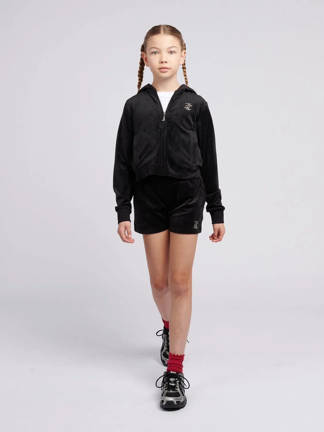 Худи Juicy Couture Arch Zip Thru Diamante, черный — фото 3