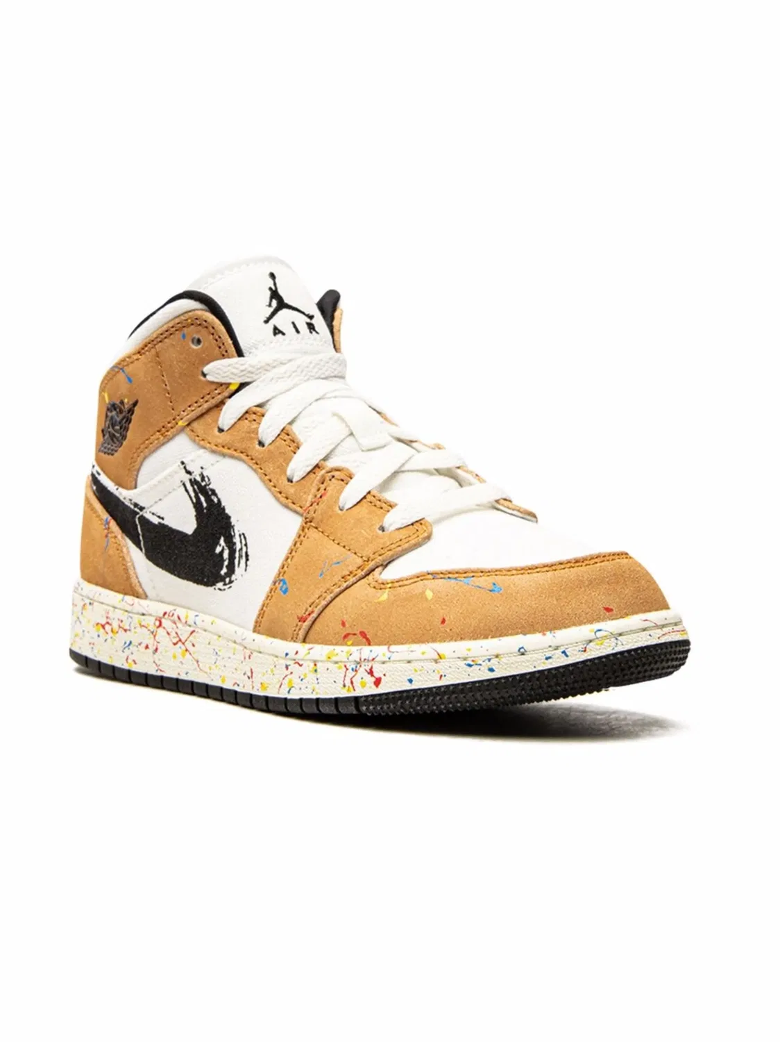 Кроссовки Air Jordan 1 Mid SE Brushstroke, коричневый