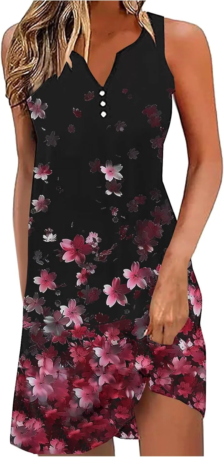 Женское летнее мини-платье с цветочным принтом, Black/Multicolor
