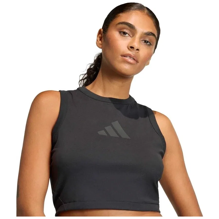 Женский спортивный топ без рукавов с принтом W Z.N.E. Tnk adidas, Черный — фото 4