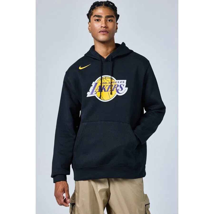Мужская худи Nike Los Angeles Lakers Club Pullover Hoodie, Черный — фото 3