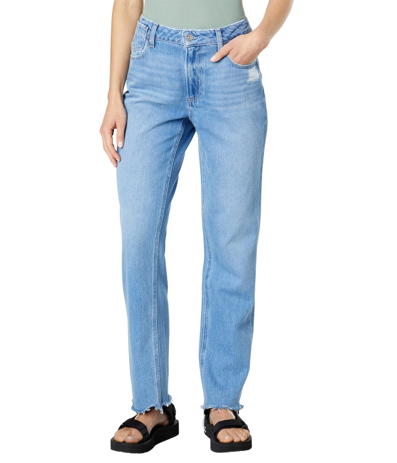 

Джинсы Paige, Noella 30" w/ Offset Coin Pocket in Bodacious Distressed/Chill Hem