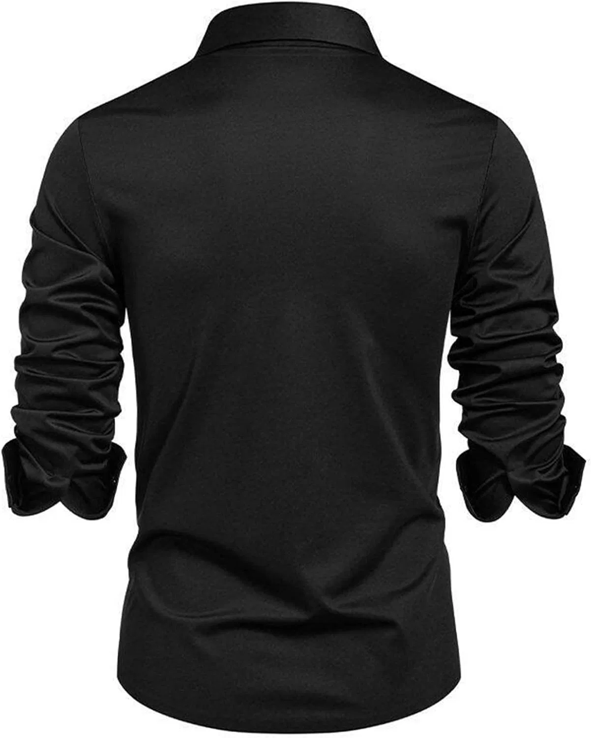 Мужская повседневная рубашка с отложным воротником, Black — фото 3