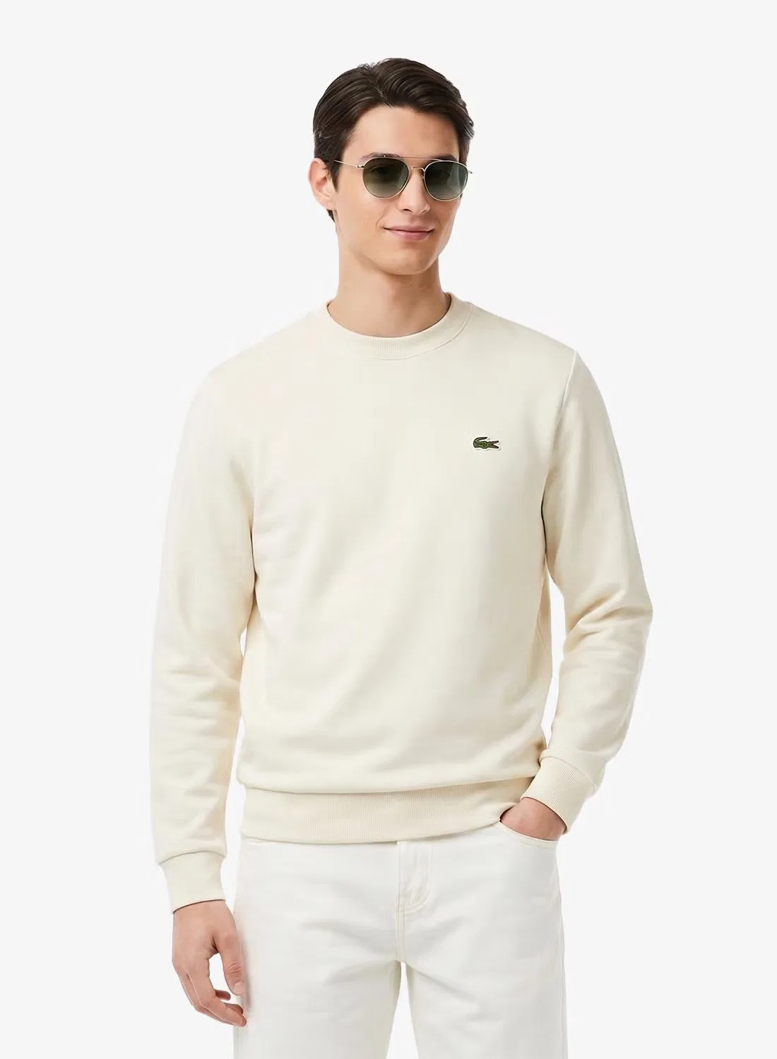 Пуловер с логотипом Lacoste, мука