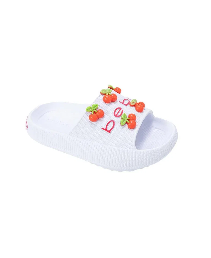 Сандалии-слайды с вишенками Bebe, White