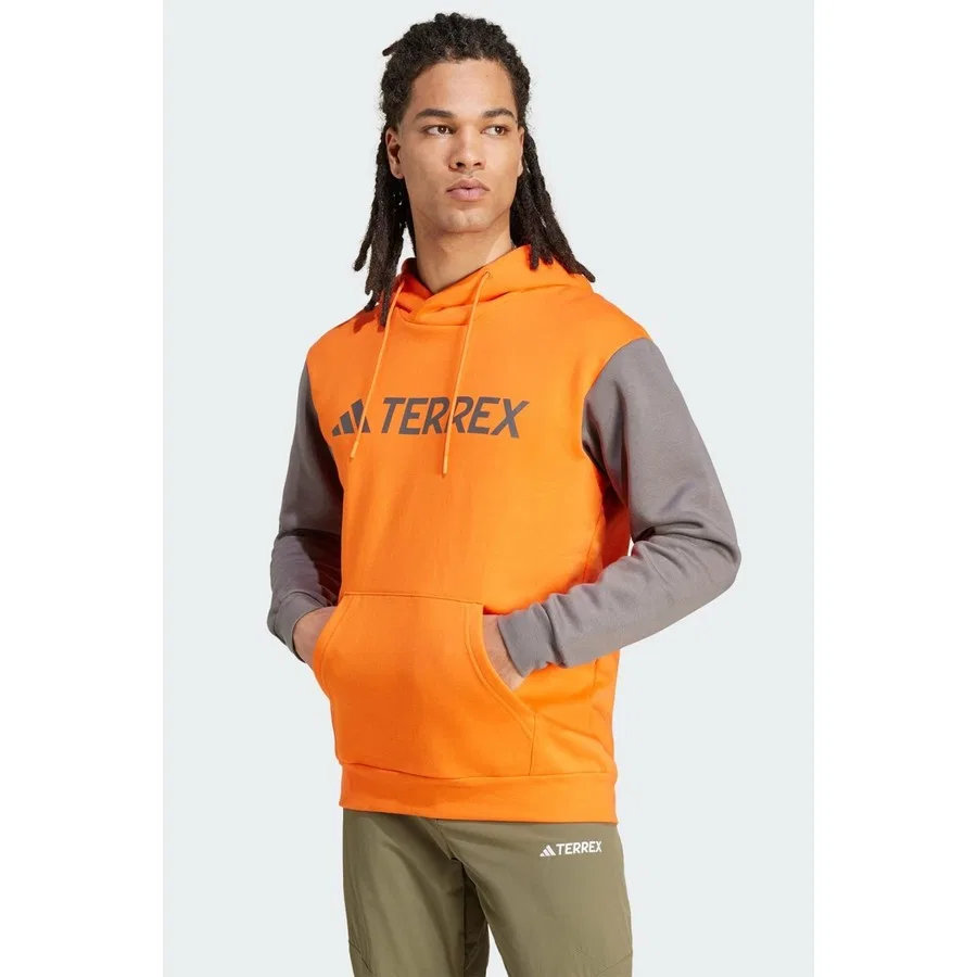 Свитшот мужской с капюшоном и принтом Terrex adidas, Yarı Etki Turuncu/Kömür