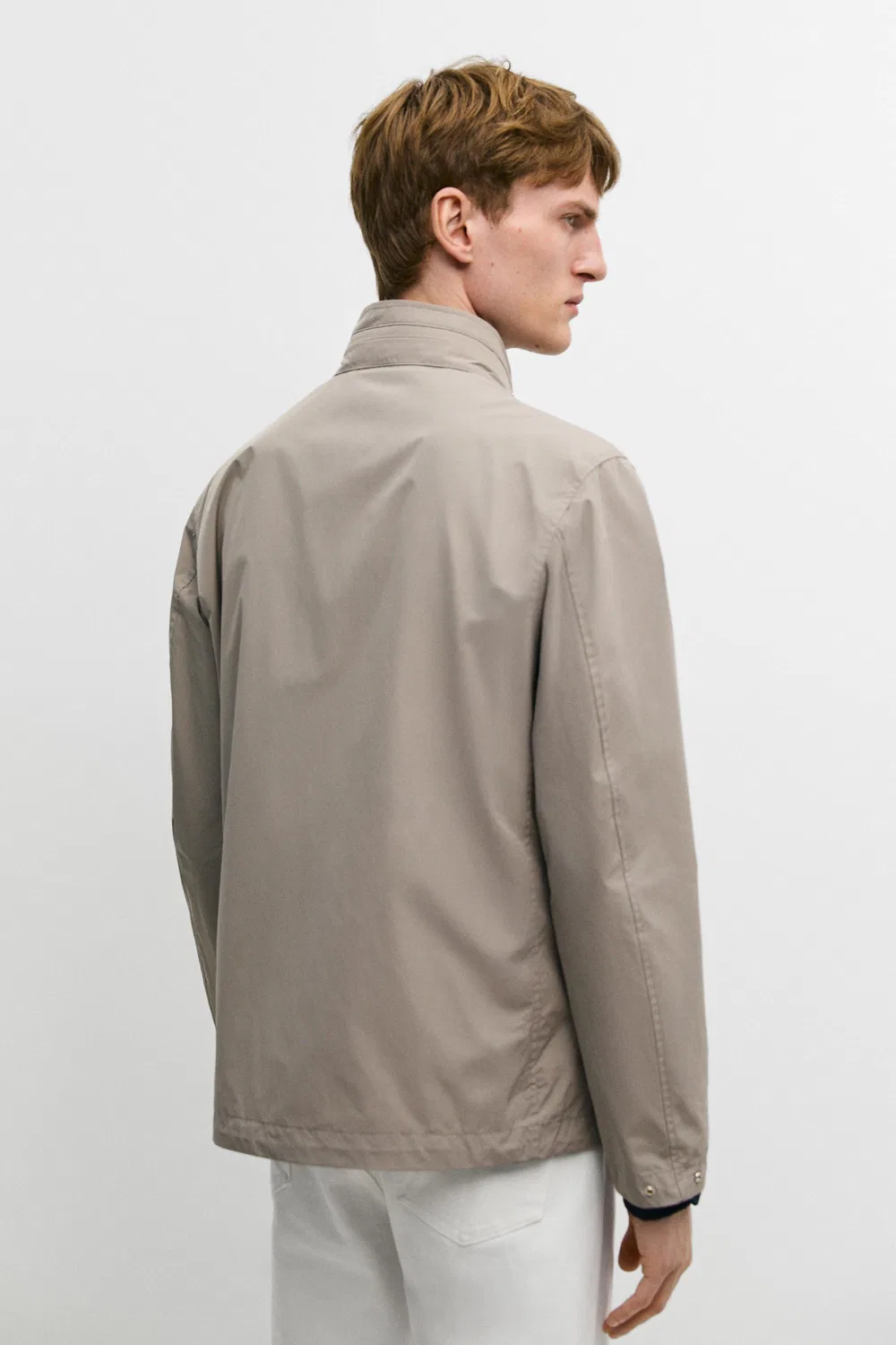 Куртка Massimo Dutti, из технической ткани с карманами, серый меланж — фото 3