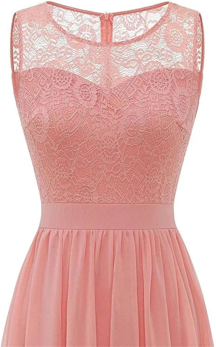 Женское вечернее платье макси из кружева и шифона Vintage, Claret — фото 3