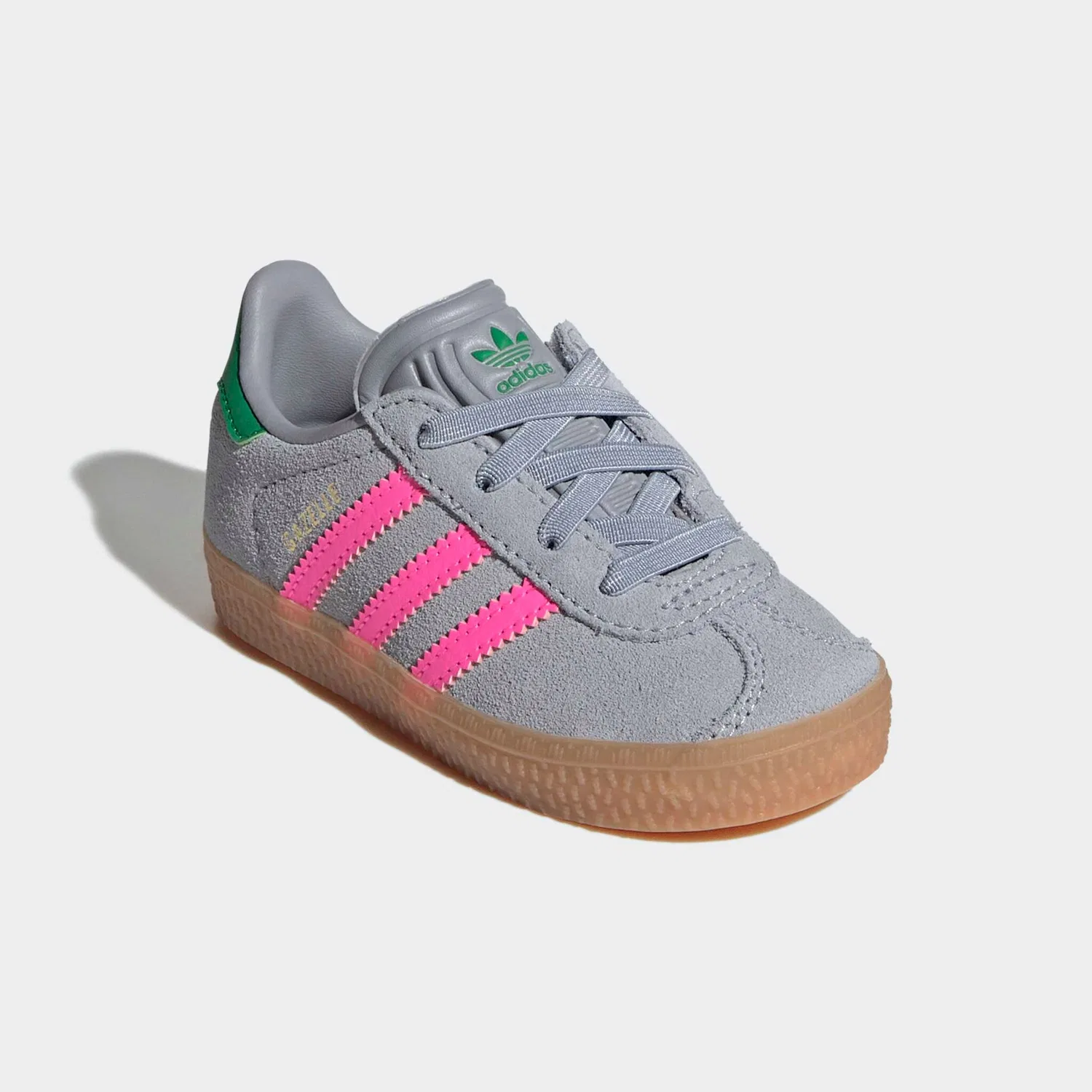 Детские кроссовки классические Gazelle Adidas Originals, Halo Silver/Lucid Pink/Green