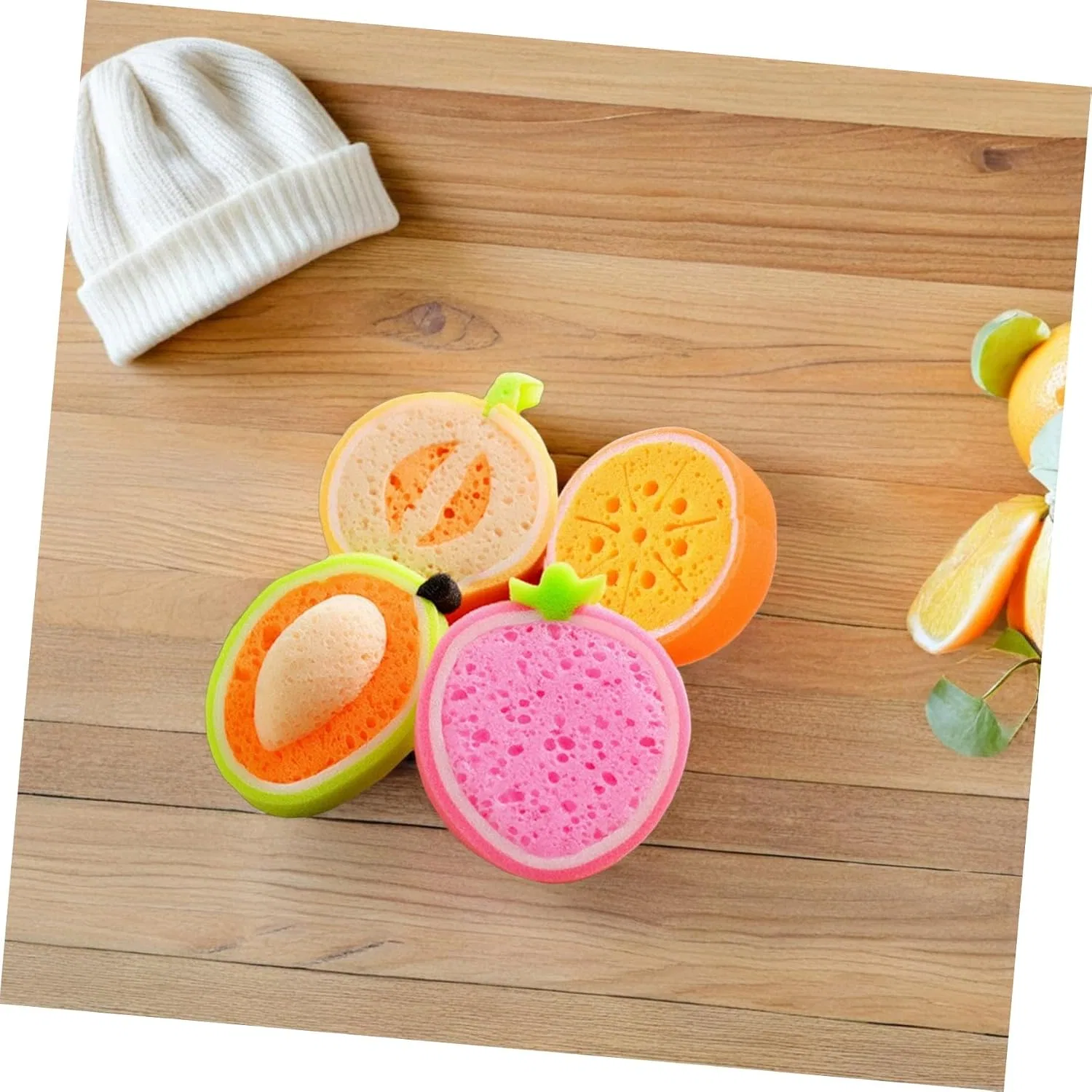 Набор бат-спонжей Fruit Shape, TOPPERFUN, 4 шт, 12x12x3.5 см, мультиколор — фото 4