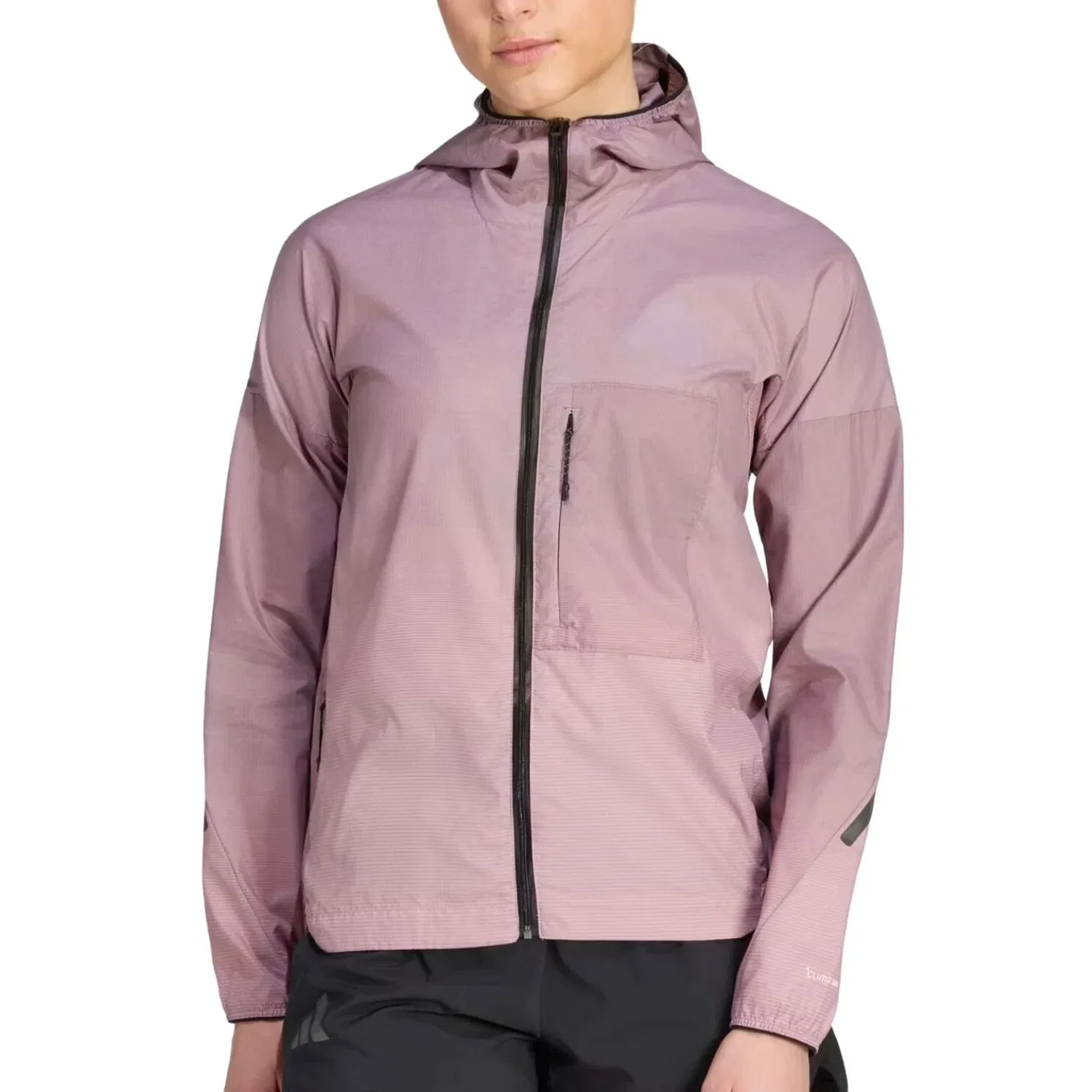 Женская ветрозащитная куртка с капюшоном Adidas Terrex Xperior Clima365 Light Windweave Jacket, розовый — фото 2