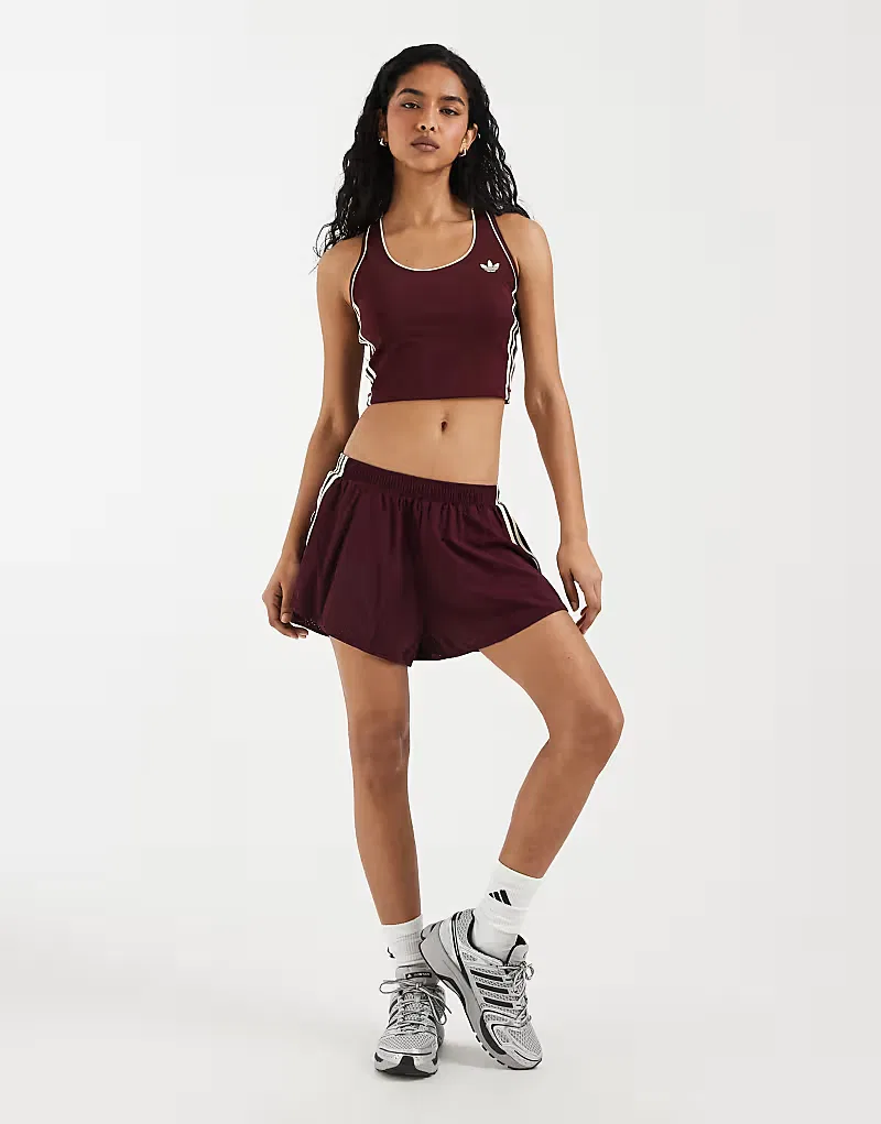 Спортивная майка Adidas Originals Sport с квадратным вырезом, бордовый и, кремовый — фото 3
