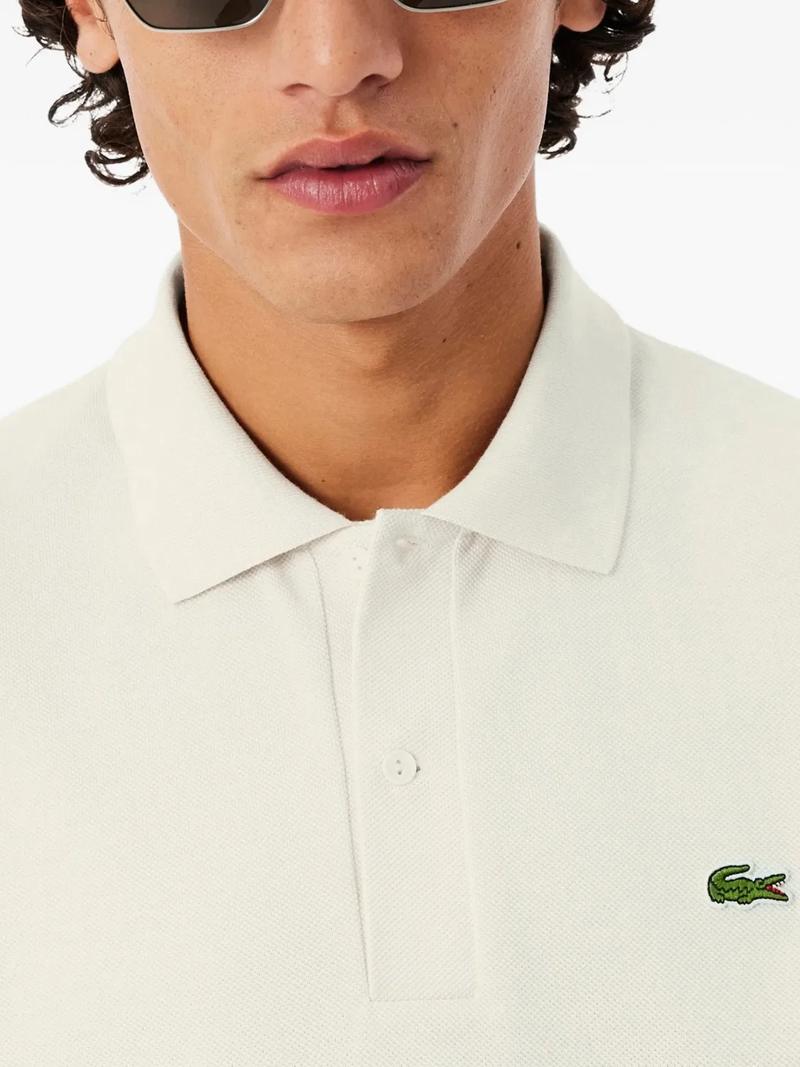 Полосатая рубашка поло с короткими рукавами Lacoste, нейтральные цвета — фото 4