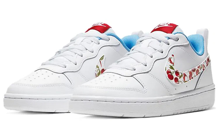 Детские кроссовки для скейтбординга с кожаным верхом Court Borough Low 2 White Cherry Nike, White Cherry — фото 4