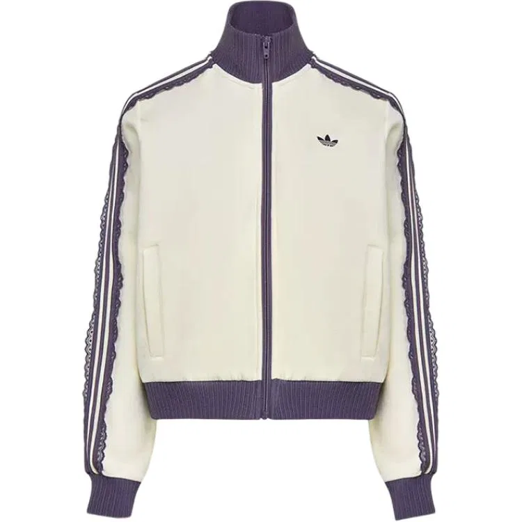 Женская куртка с воротником-стойкой Adidas, Ecru/Purple/Blue — фото 3