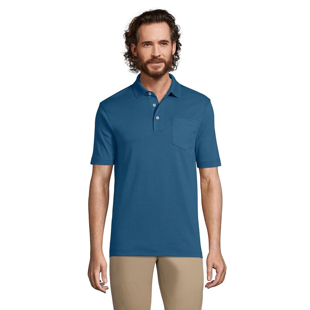 

Мужская супермягкая рубашка-поло с карманами Lands End Supima Lands' End, цвет Evening Blue