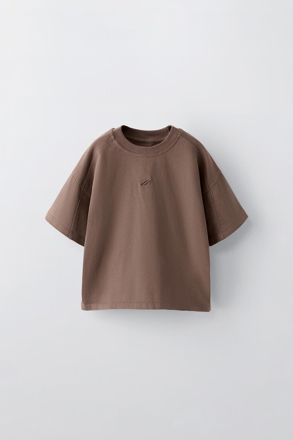 

Вышитая футболка ZARA, цвет chocolate brown