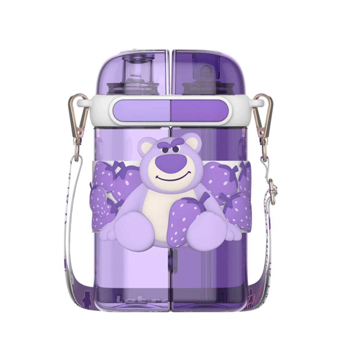 Детская кружка с трубочкой, двухсекционная, 640 мл, Disney, Purple Lotso