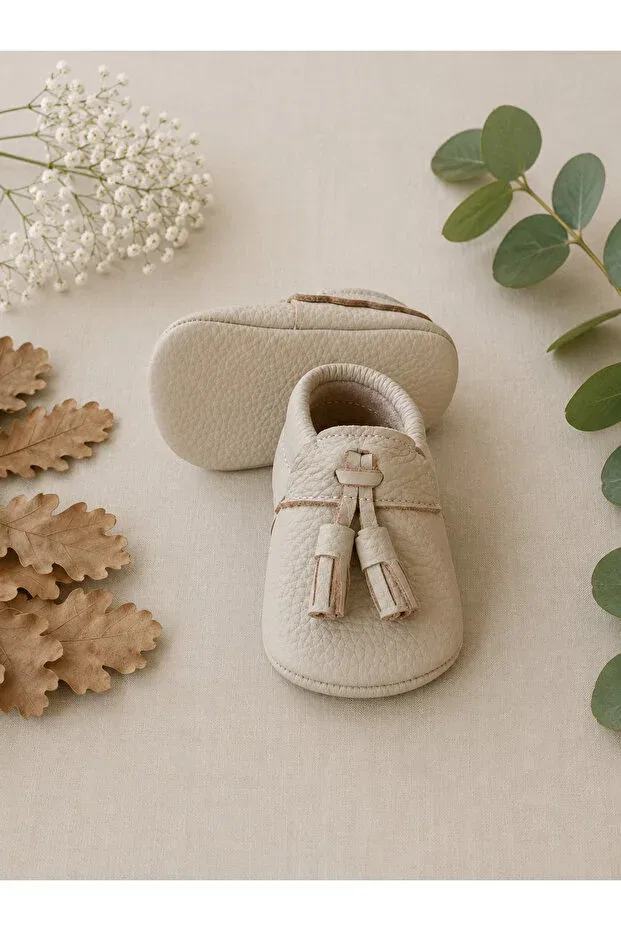 Детские мокасины из натуральной кожи Moccasins Viela Gift Atelier, Nude Color — фото 3