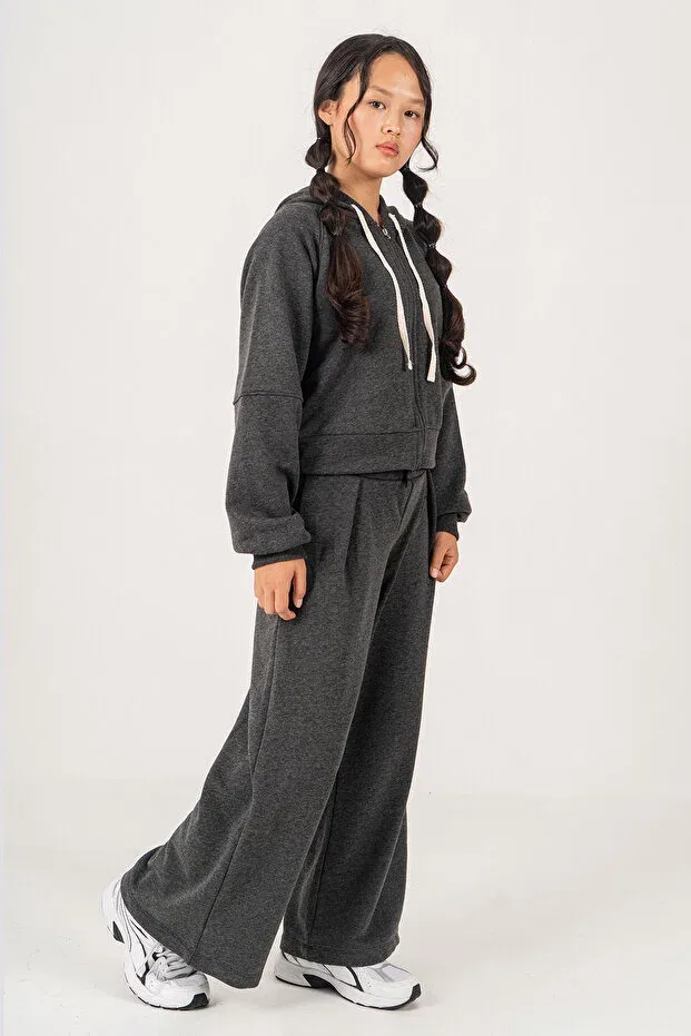 Детский спортивный комплект для мальчиков с капюшоном Oversized cut hooded girls' tracksuit set- 26k 6502 Kinderos, Gray — фото 2
