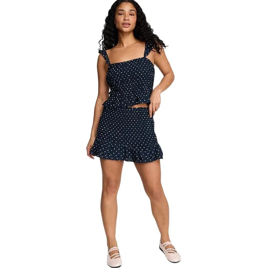 Женская юбка короткая с принтом в горошек Victoria's Secret, Black With White Polka Dot — фото 3